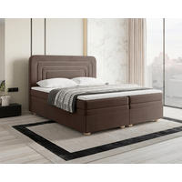 BOXBETT 180/200 cm,  in Braun, gepolstertes Kopfteil, Bettkasten, Topper, H2 + H3 = mittel + fest  - Braun, MODERN, Holz/Kunststoff (180/200cm) - Livetastic