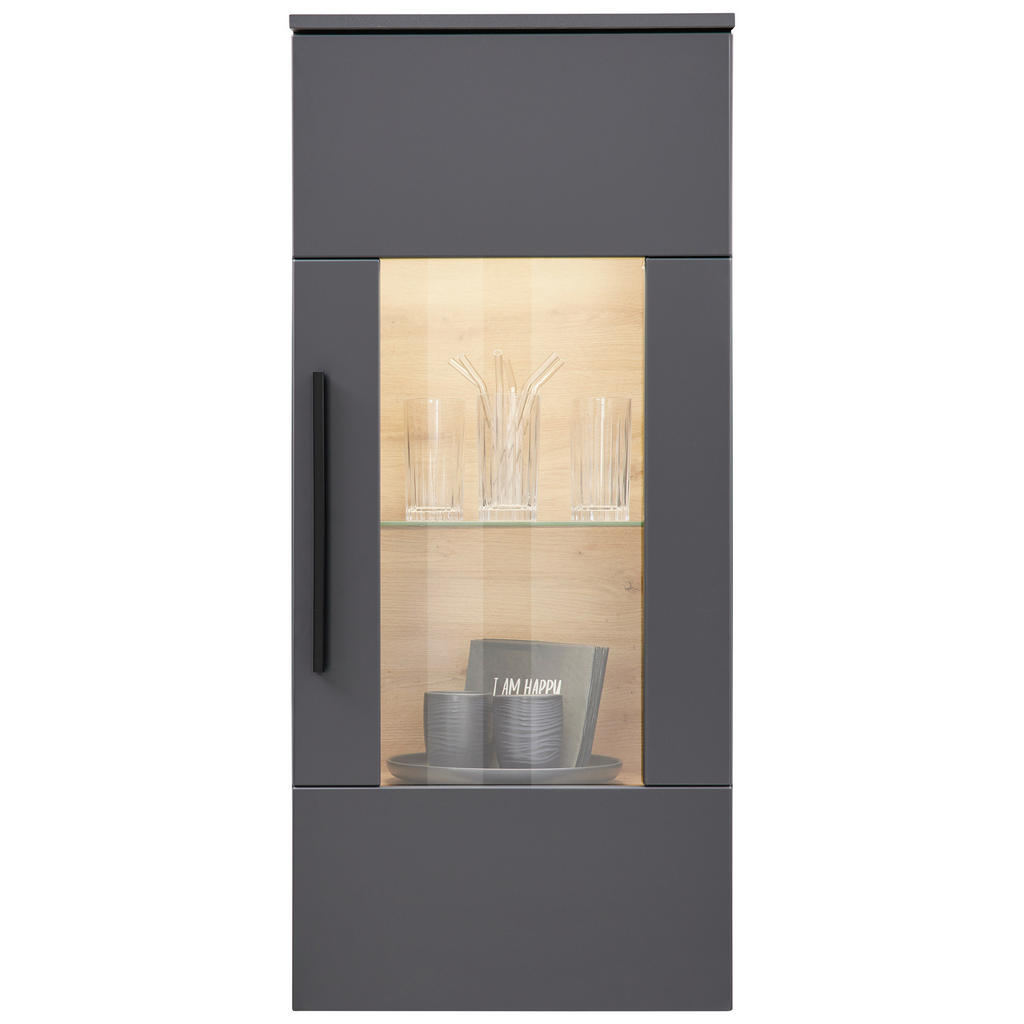 Hängevitrine Atlanta B: 50,1 Cm Grau/eiche Viking Dekor