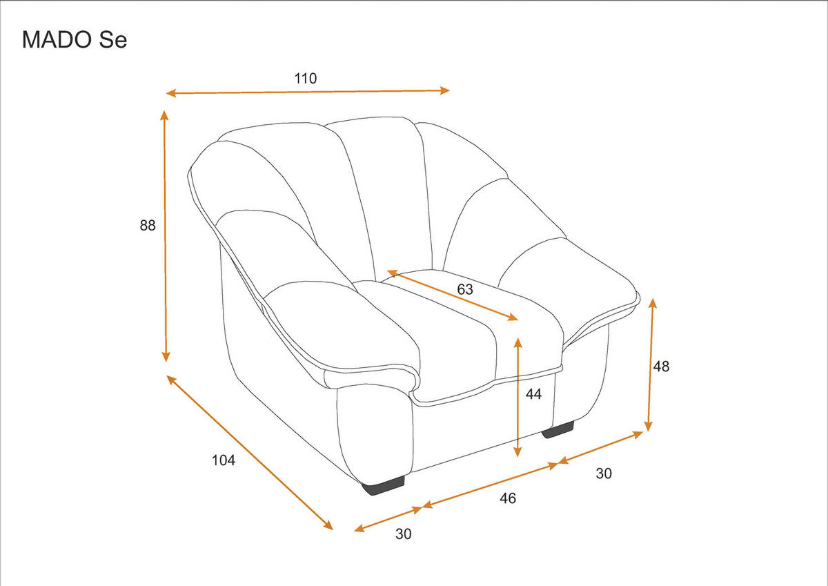 SESSEL in Chenille Senfgelb  - Senfgelb/Schwarz, KONVENTIONELL, Kunststoff/Textil (110/88/104cm) - Welnova