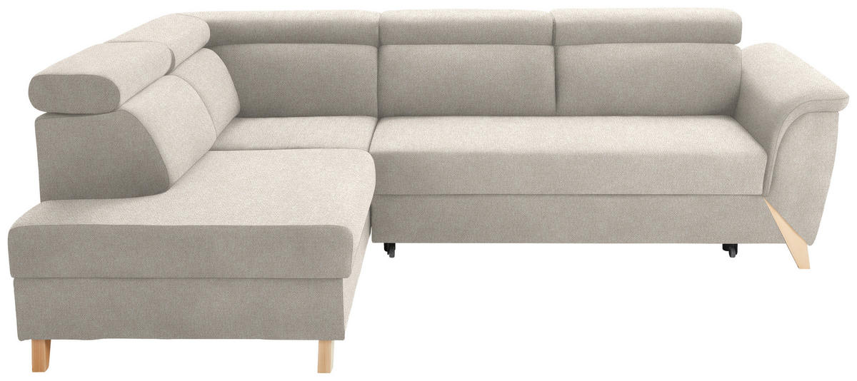 ECKSOFA in Bouclé Weiß  200/265 cm  - Naturfarben/Weiß, KONVENTIONELL, Holz/Textil (200/265cm) - Stylife