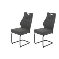 SCHWINGSTUHL-SET 4 Stück  in Stahl Mikrofaser  - Anthrazit/Grau, MODERN, Textil/Metall (44/97/65cm) - P & B