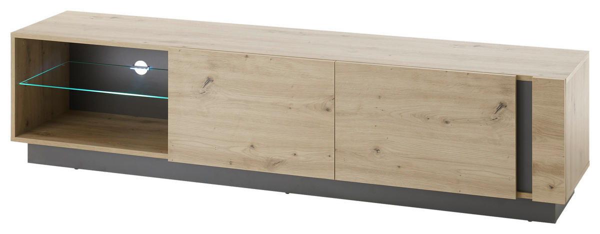 LOWBOARD  in 188/46/40 cm  - Eiche Artisan/Grau, Design, Glas/Holzwerkstoff (188/46/40cm) - MID.YOU