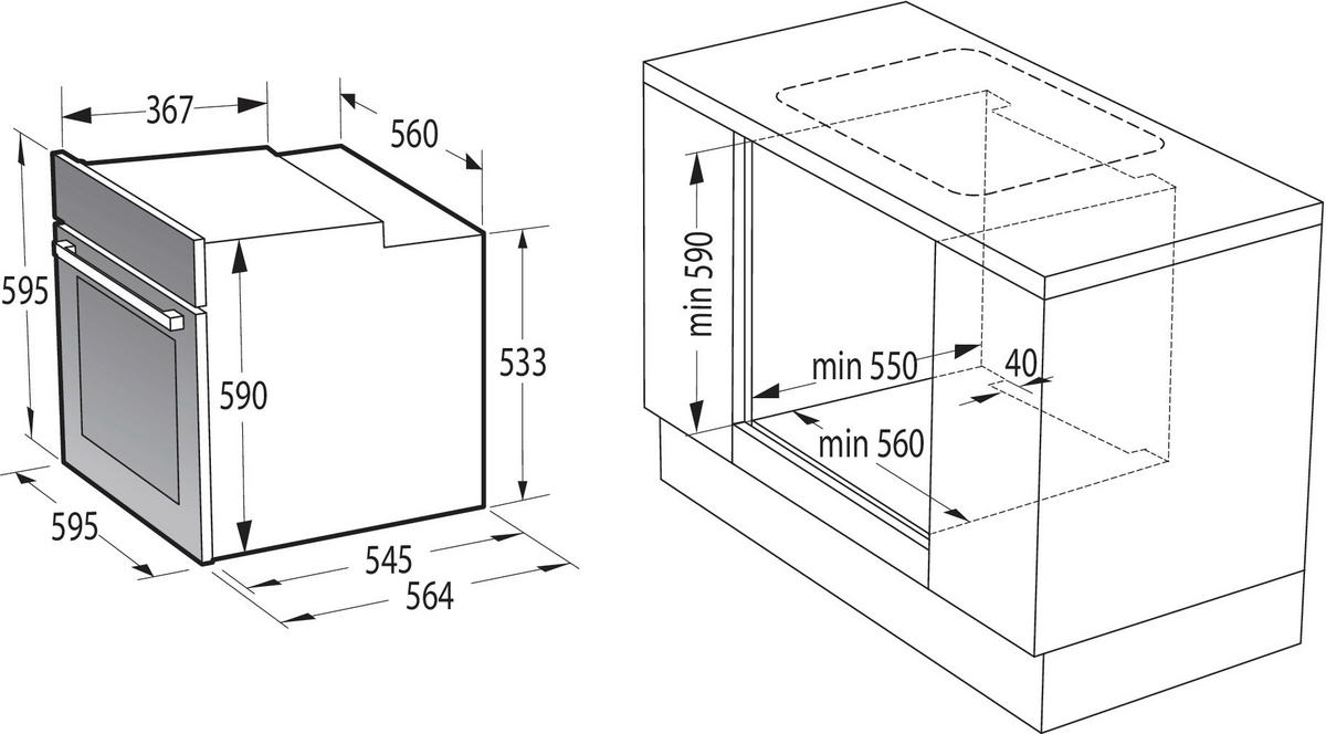 EINBAUHERD 739117  - Silberfarben, Trend, Glas/Metall (59,5/59,5/56,4cm) - Gorenje