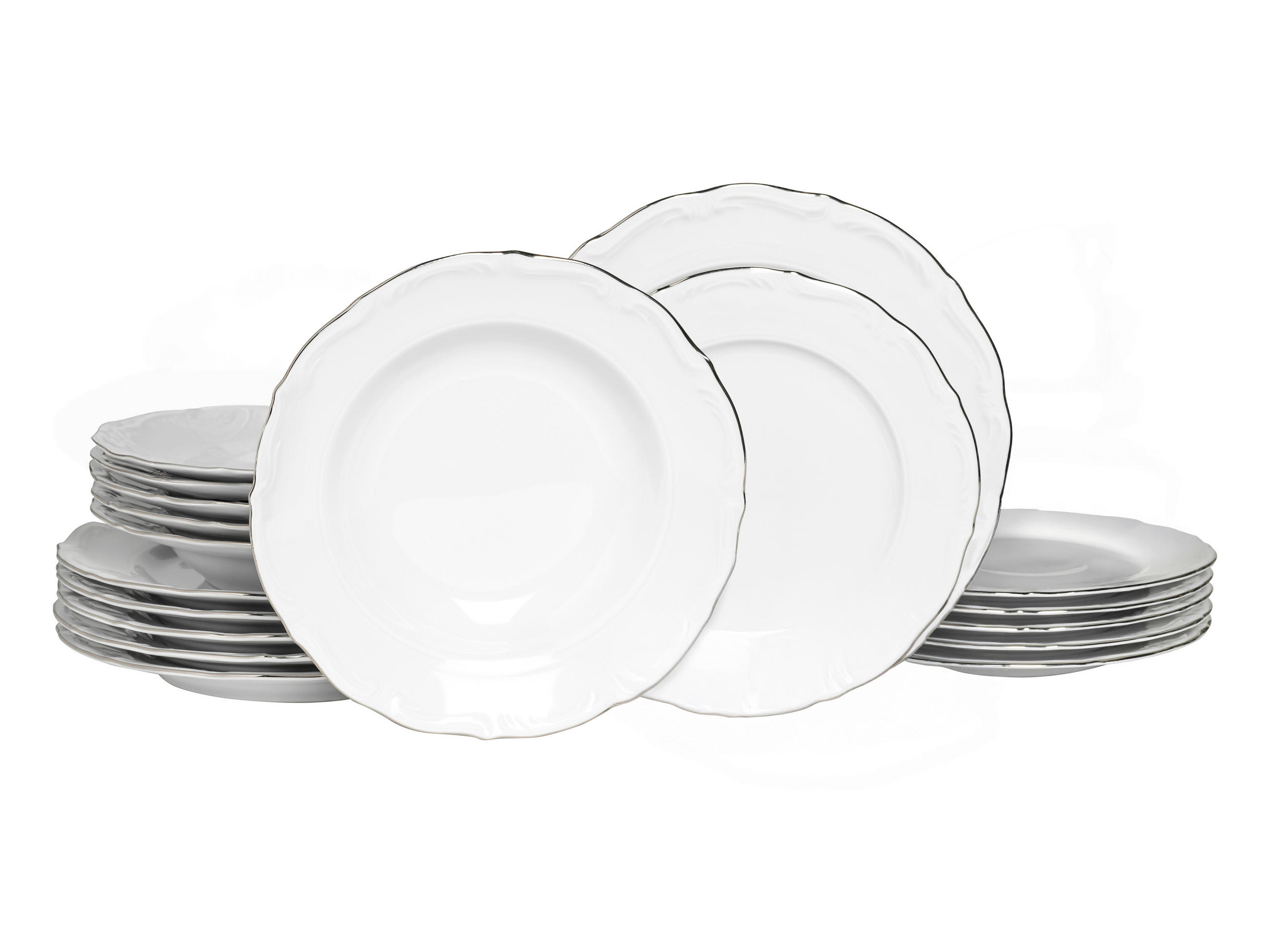 SERVIS Maria Theresia Platin 18 delar  - vit/platinafärgad, Basics, keramik (36,5/30,5cm) - Creatable