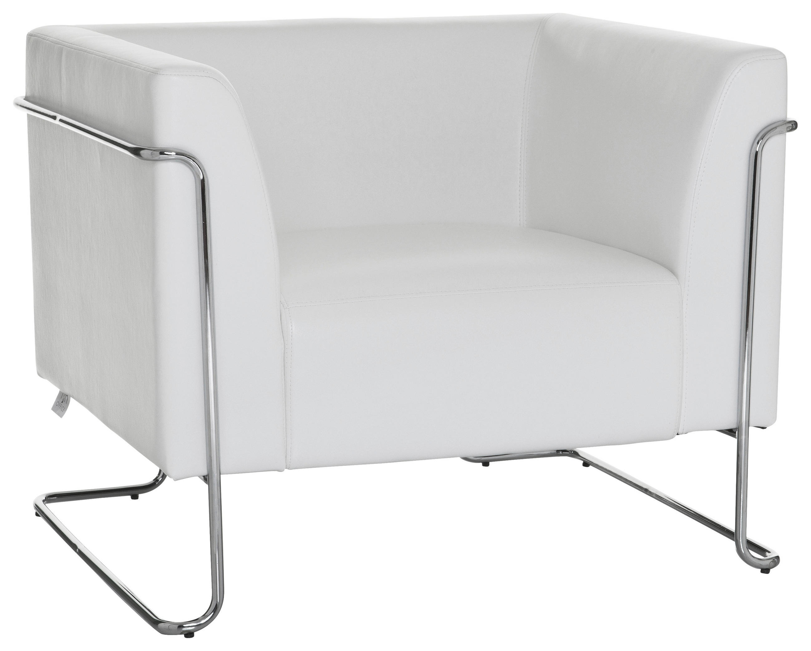 DESIGNSESSEL Lederlook Weiß    - Chromfarben/Weiß, MODERN, Textil/Metall (88/74/74cm) - MID.YOU