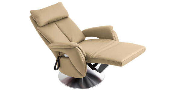 RELAXSESSEL in Leder Beige  - Edelstahlfarben/Beige, KONVENTIONELL, Leder/Metall (78/113/81cm) - Cantus