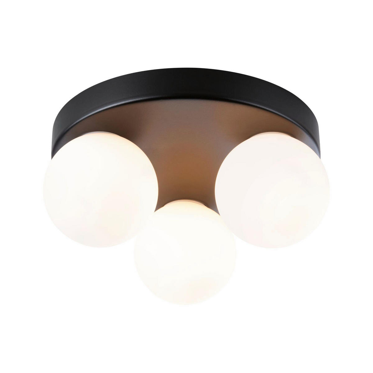 BADEZIMMER-DECKENLEUCHTE Gove   - Schwarz/Weiß, Basics, Glas/Metall (22,0/10,0cm) - Paulmann