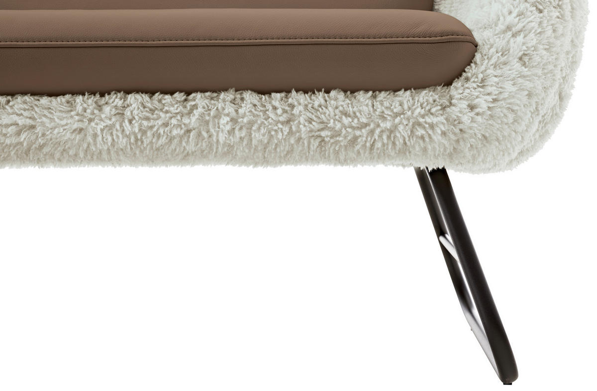 SITZBANK 219/87/78 cm  in Beige, Graubraun  - Beige/Graubraun, Design, Leder/Textil (219/87/78cm) - Koinor