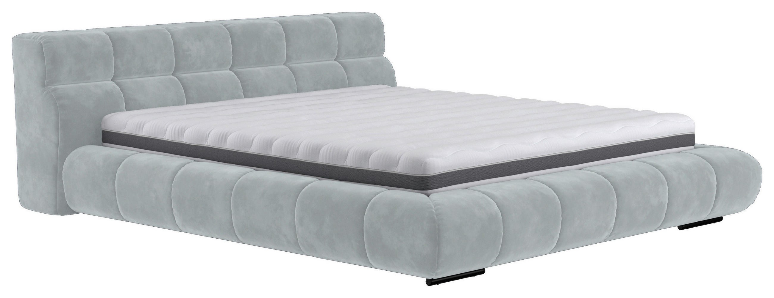 POLSTERBETT 160/200 cm,  in Hellgrau,  - Hellgrau/Schwarz, Design, Textil/Metall (160/200cm) - Belluti