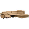 ECKSOFA in Echtleder Honig  - Schwarz/Honig, Design, Leder/Metall (285/239cm) - Cantus