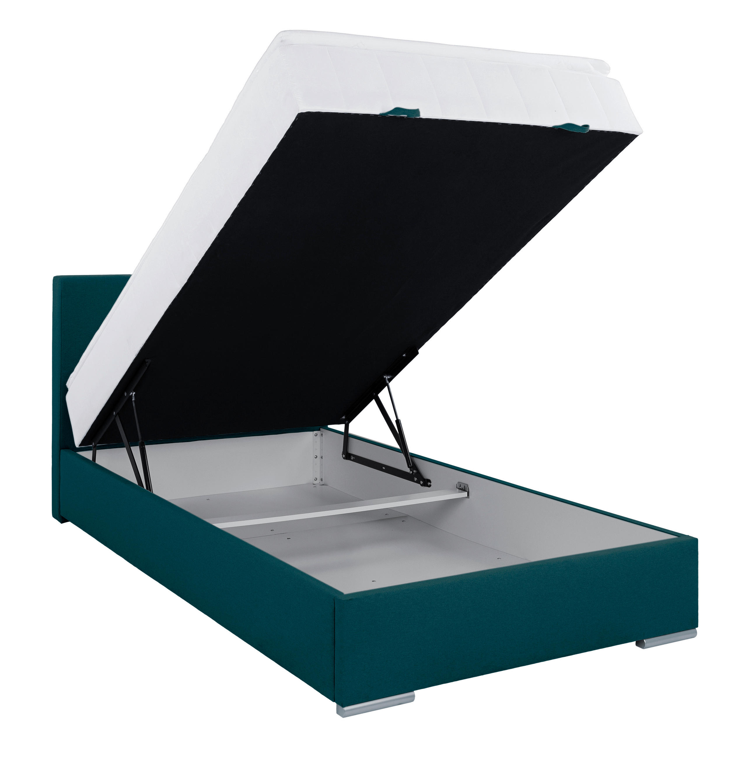 POLSTERBETT Bettkasten, Topper 120/200 cm  in Petrol  - Chromfarben/Petrol, KONVENTIONELL, Holz/Kunststoff (120/200cm) - MID.YOU
