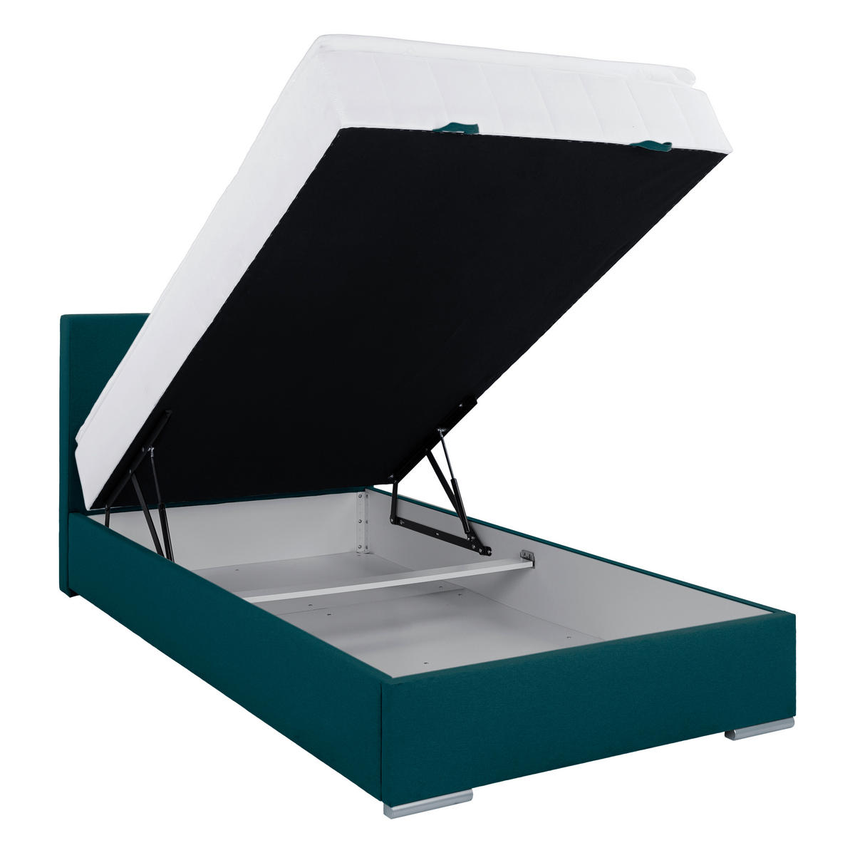 POLSTERBETT Bettkasten, Topper 120/200 cm  in Petrol  - Chromfarben/Petrol, KONVENTIONELL, Holz/Kunststoff (120/200cm) - MID.YOU
