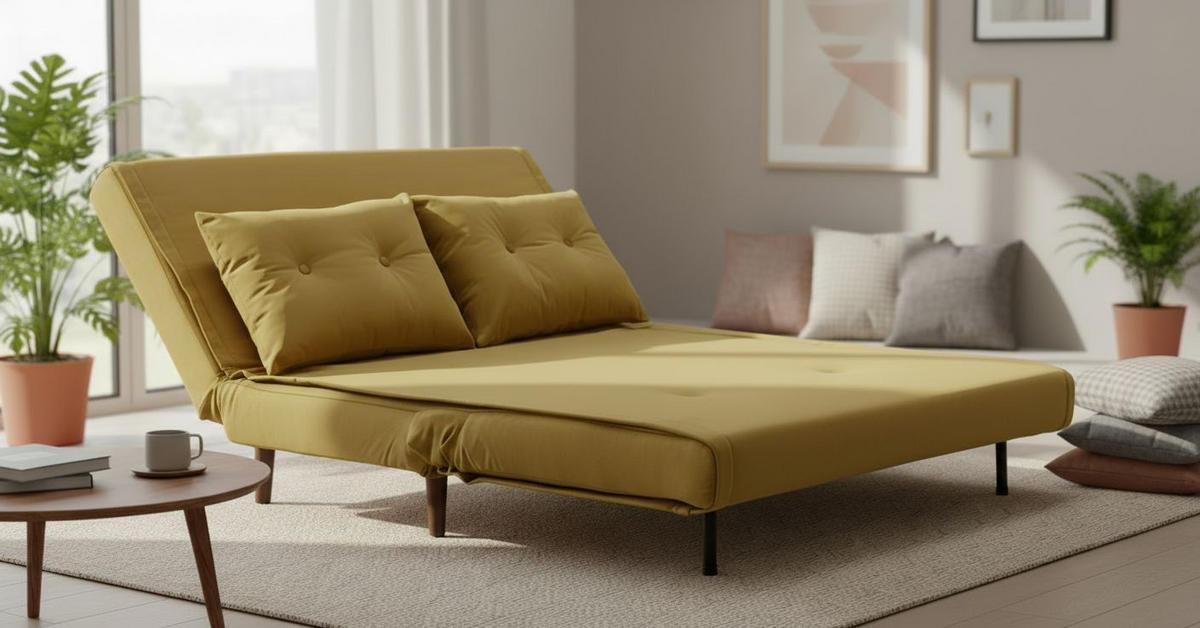 SCHLAFSOFA Samt Gelb  - Birkefarben/Gelb, Design, Holz/Textil (122/81/88cm) - Livetastic