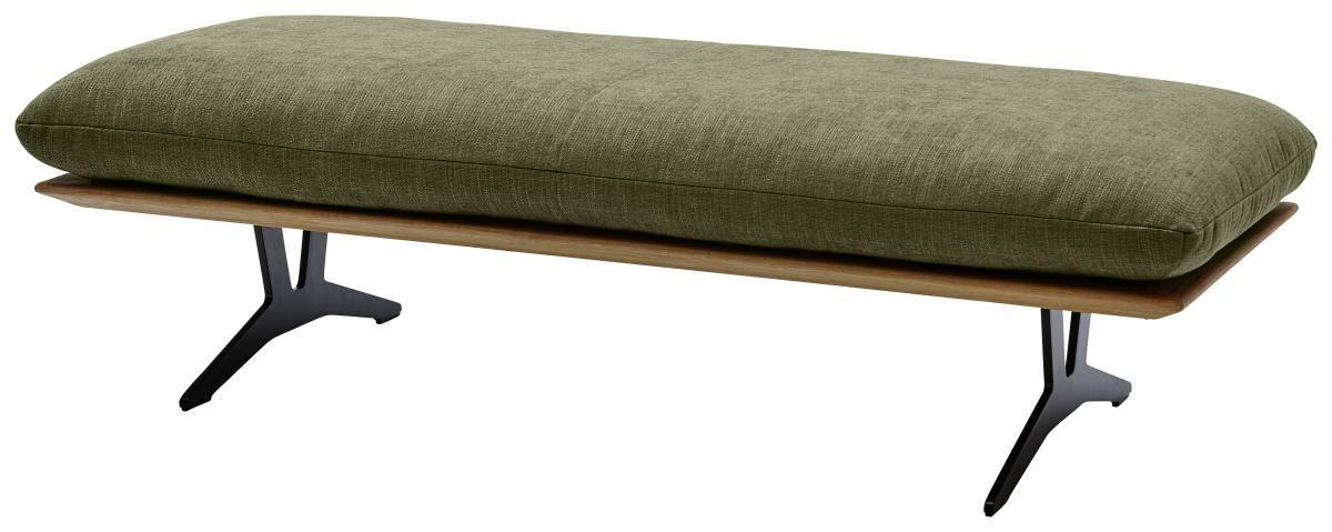 HOCKERBANK in Holz, Textil Dunkelgrün  - Dunkelgrün/Schwarz, Design, Holz/Textil (150/43/60cm) - Dieter Knoll