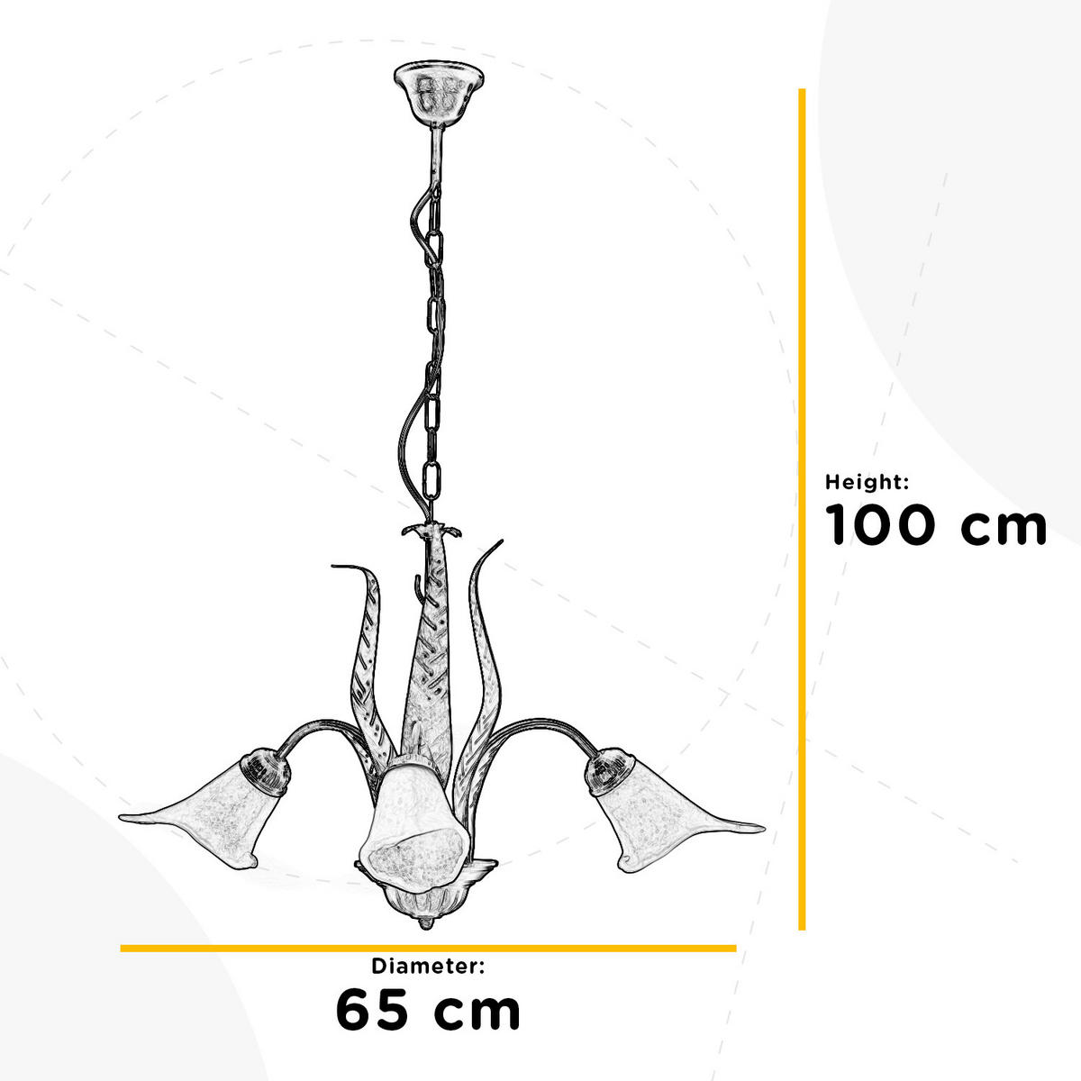 KRONLEUCHTER 65/65/100 cm   - Bronzefarben, KONVENTIONELL, Glas/Metall (65/65/100cm)