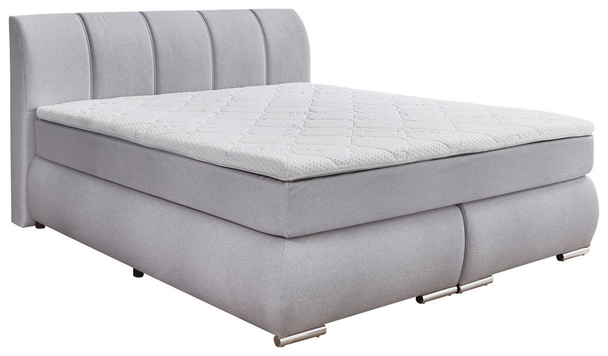 BOXSPRINGBETT 180/200 cm  in Hellgrau  - Chromfarben/Hellgrau, KONVENTIONELL, Kunststoff/Textil (180/200cm) - Carryhome