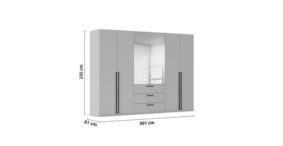 DREHTÜRENSCHRANK 301/235/61 cm,  in Weiß, Weiß Hochglanz, 6-türig  - Chromfarben/Weiß Hochglanz, Basics, Glas/Holzwerkstoff (301/235/61cm) - Novel