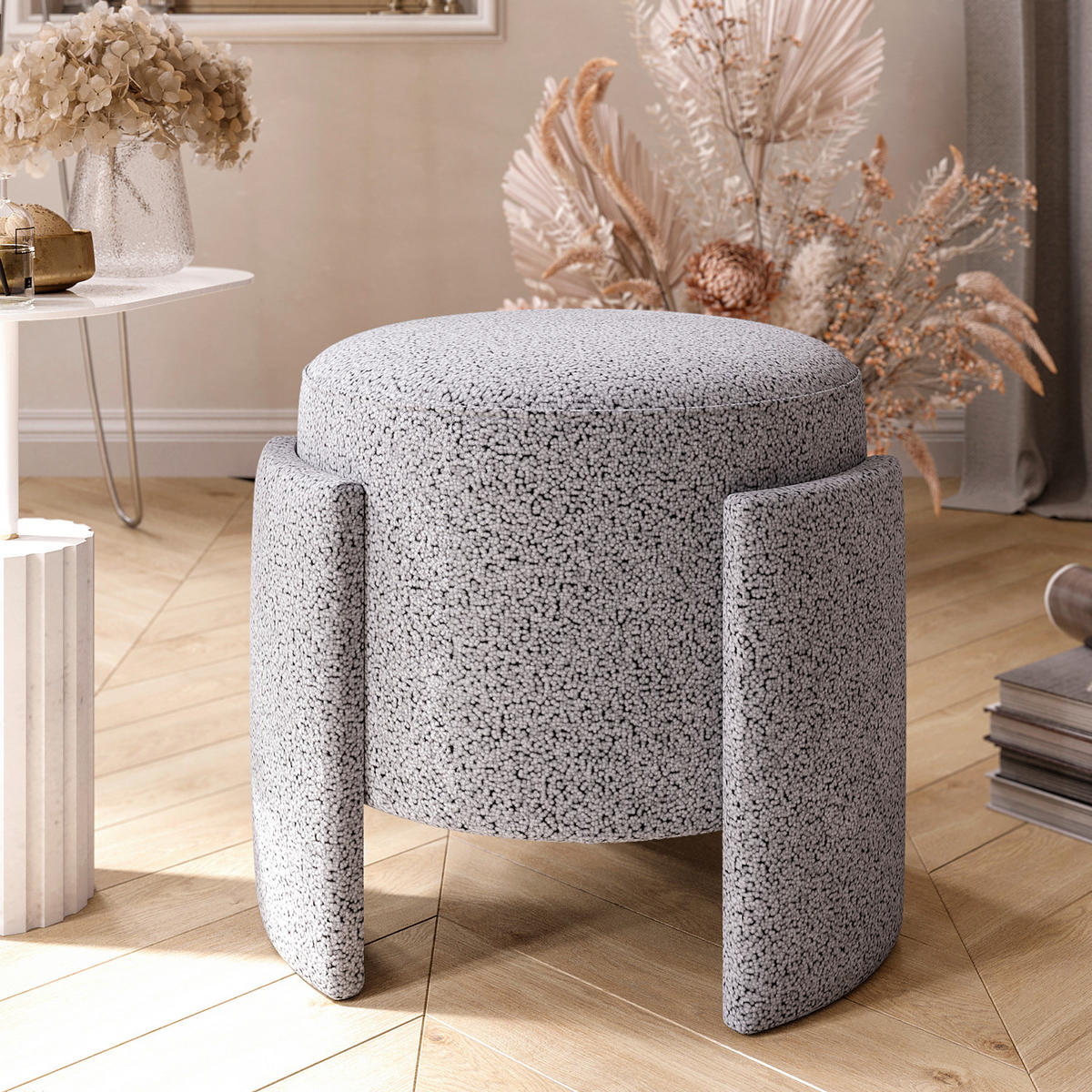 HOCKER in Textil Grau  - Grau, Design, Textil (39/40/39cm) - Livetastic