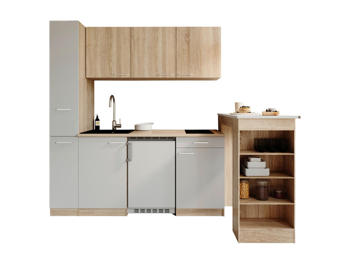 KUHINJSKI BLOK - barve hrasta/bela, Design, umetna masa/leseni material (180cm) - Respekta
