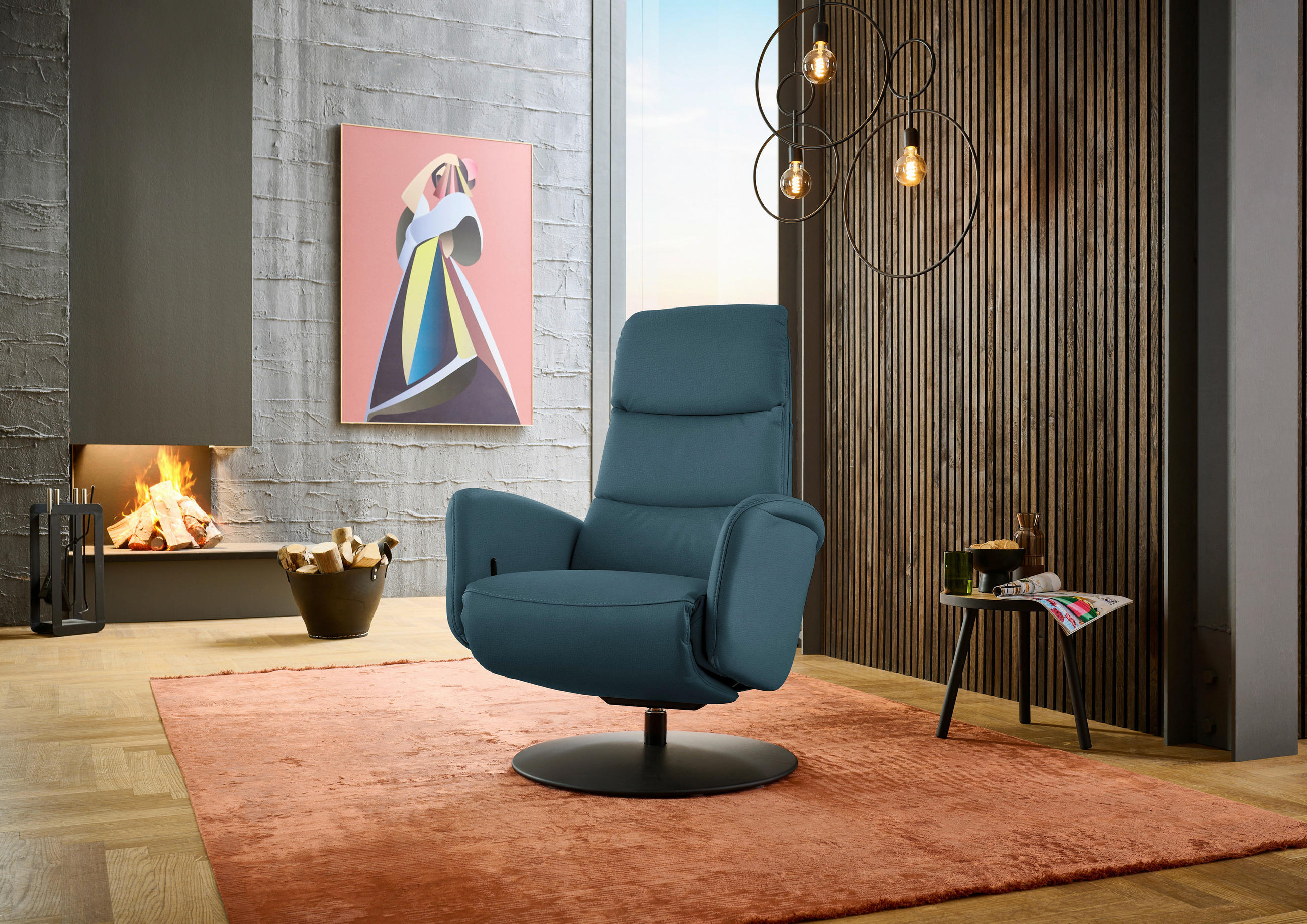 RELAXSESSEL in Leder Blau  - Blau/Schwarz, Design, Leder/Metall (76/108/86cm) - Dieter Knoll