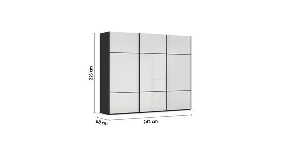 SCHWEBETÜRENSCHRANK in Schwarz, Weiß - Schwarz/Weiß, KONVENTIONELL, Glas/Holzwerkstoff (242/223/68cm) - Novel