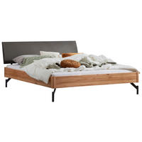 BETT 180/200 cm,  in Anthrazit, Grau, Buchefarben, gepolstertes Kopfteil,  - Anthrazit/Buchefarben, Design, Holz/Metall (180/200cm) - Hasena