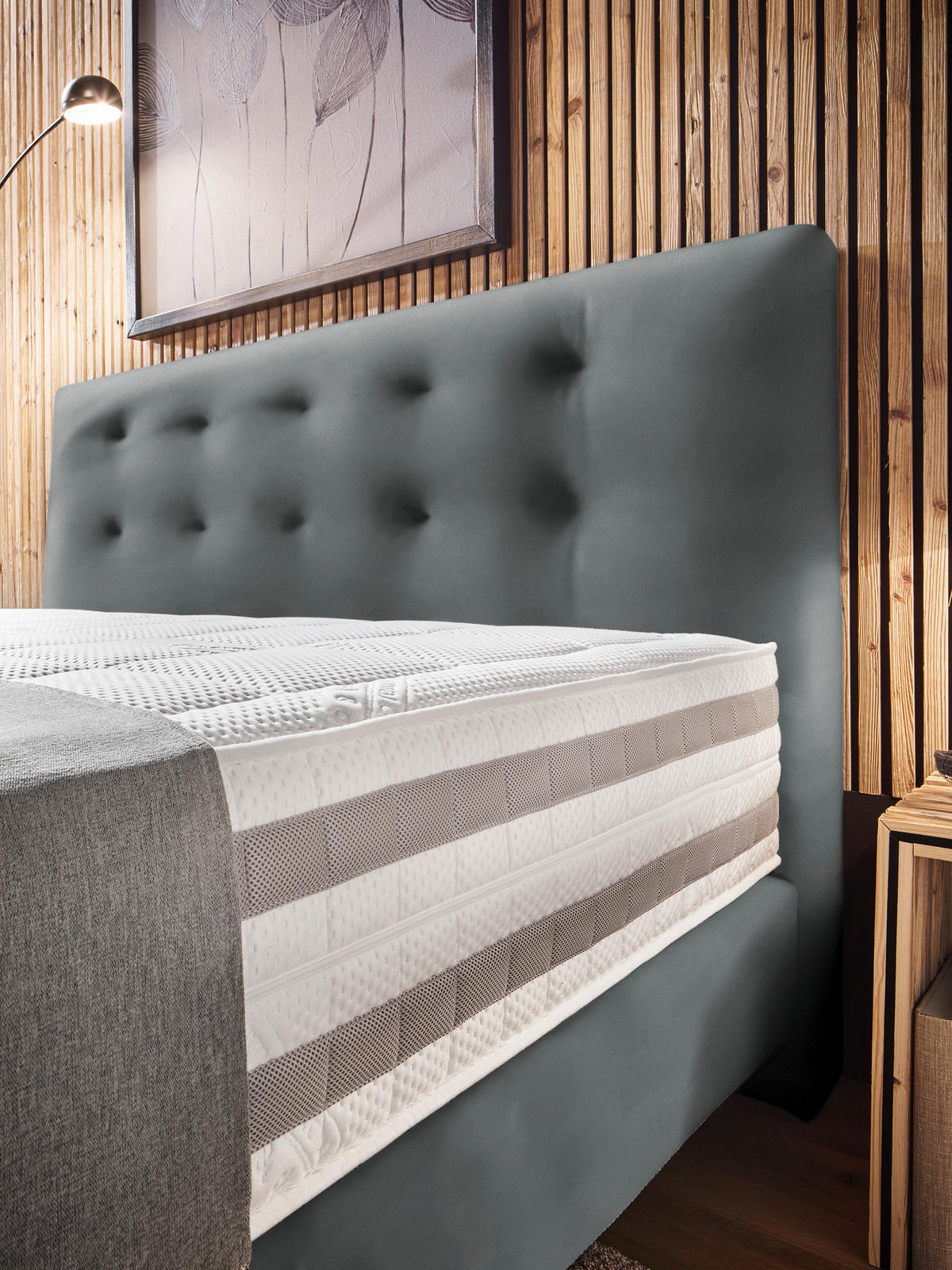 BOXSPRINGBETT 160/200 cm  in Anthrazit  - Anthrazit, Konventionell, Holz/Textil (160/200cm) - Dieter Knoll