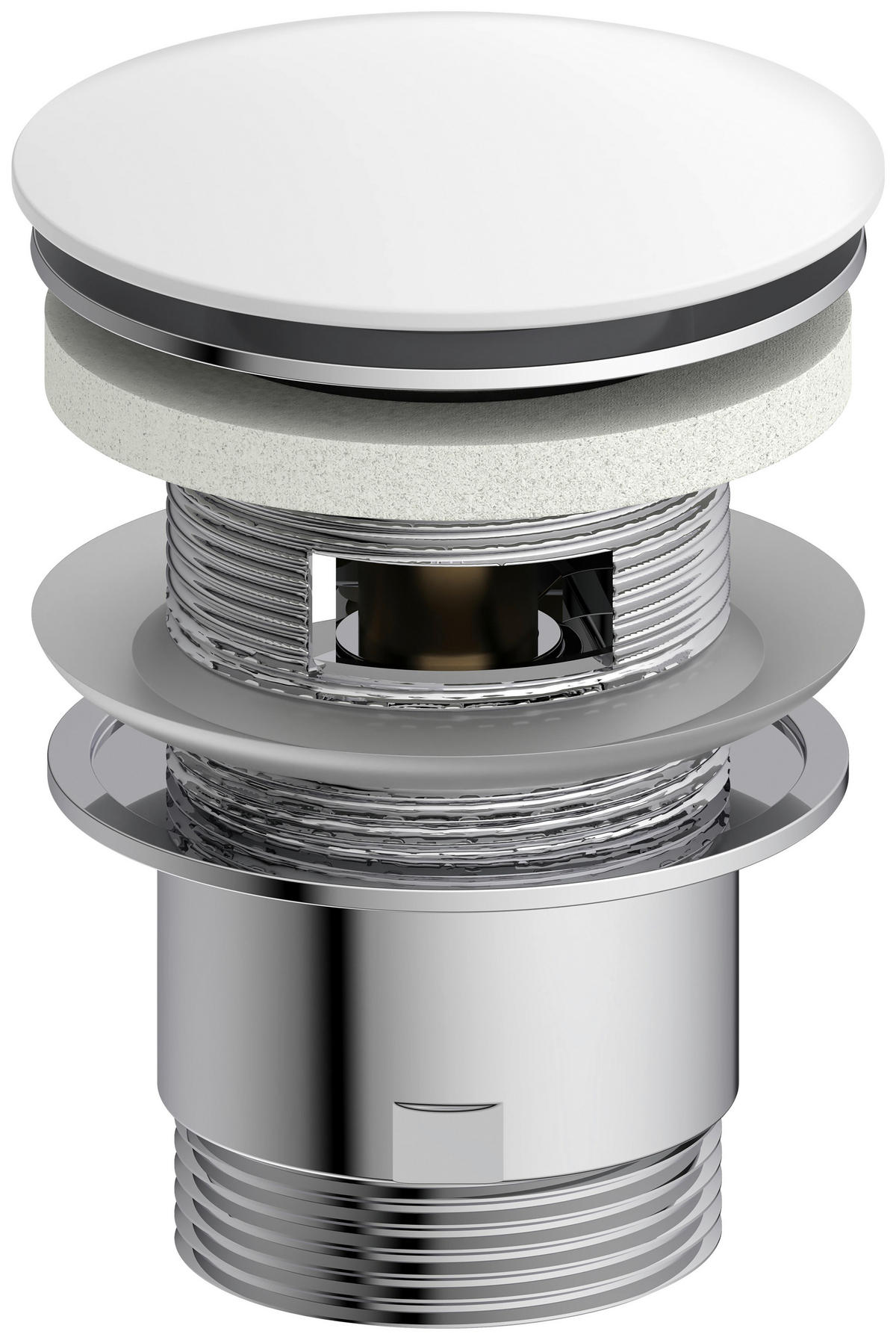 ABLAUFVENTIL  - Chromfarben/Weiß, Basics, Metall (6,5cm) - Schütte
