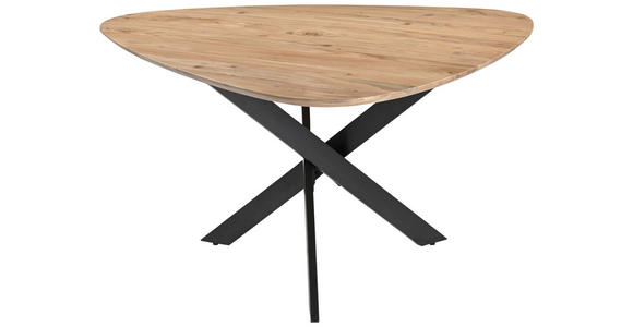 ESSTISCH 135/135/76 cm Echtholz  Holz, Metall dreieckig Schwarz, Akaziefarben  - Schwarz/Akaziefarben, MODERN, Holz/Metall (135/135/76cm) - Carryhome