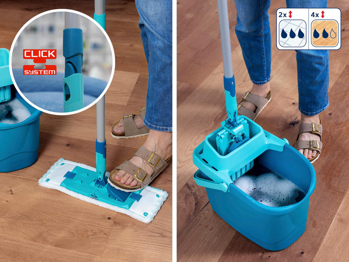 ČISTILEC TAL - turkizna/bela, Basics, umetna masa/tekstil (33/148cm) - Leifheit