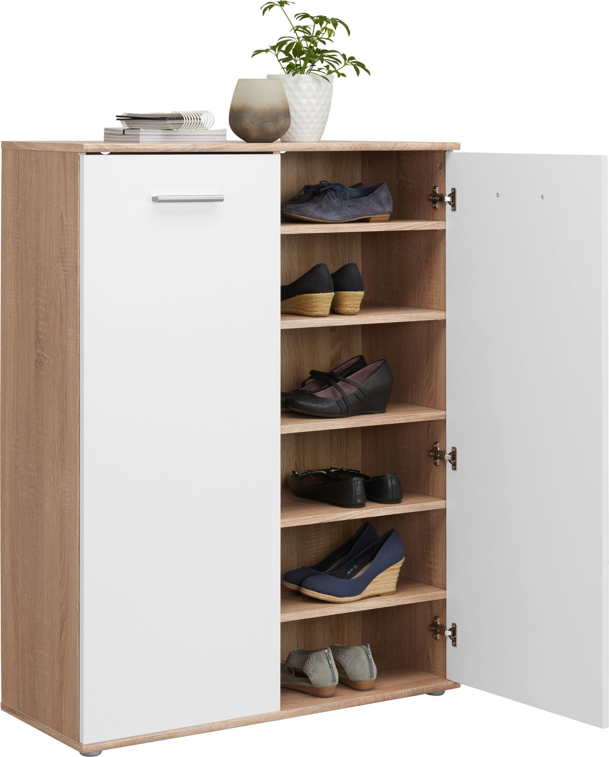 CIPELARNIK  bela, sonoma hrast  pločasti materijal     - sonoma hrast/bela, Dizajnerski, pločasti materijal/plastika (90/118/36cm) - Carryhome