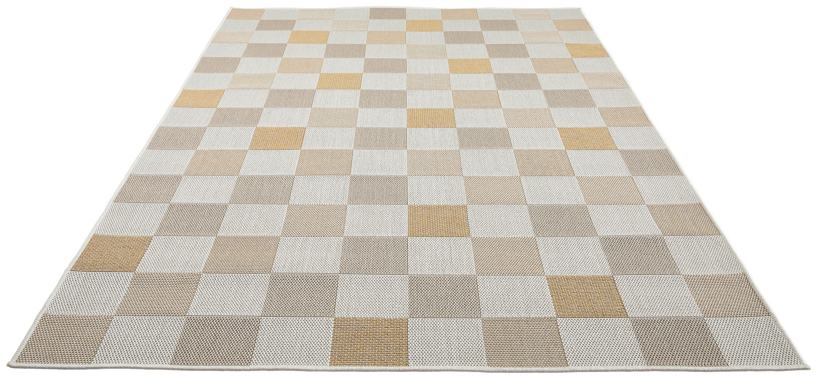 Thumbnail - Novel Outdoorteppich, Gelb, Beige, Textil, Karo, rechteckig, 120x170 cm, ISO 9001, Bsci, Oeko-Tex® Standard 100, Made in...