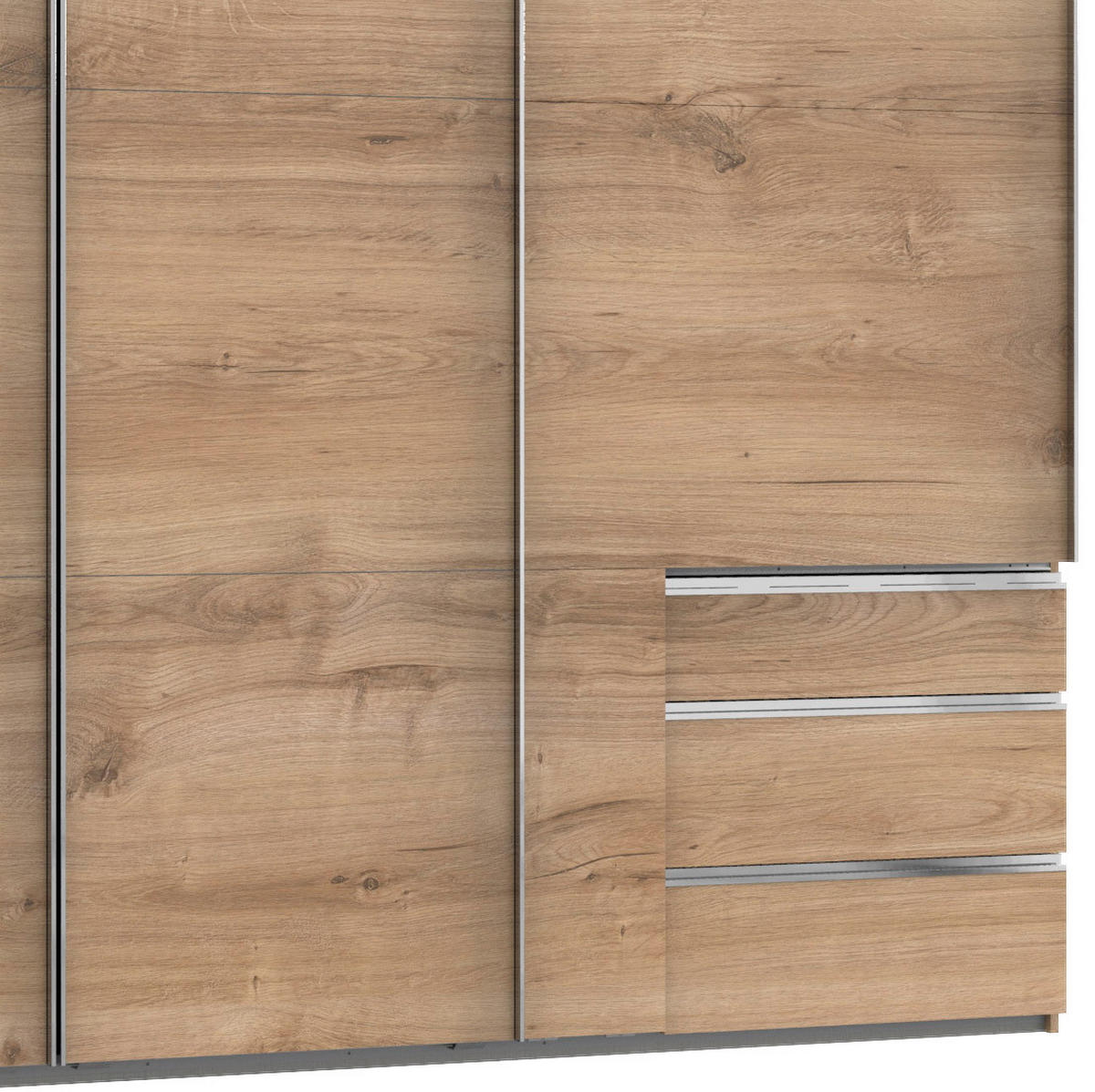SCHWEBETÜRENSCHRANK 350,00/216,00/65,00 cm Eichefarben  - Chromfarben/Eichefarben, Basics, Holzwerkstoff/Metall (350,00/216,00/65,00cm) - MID.YOU