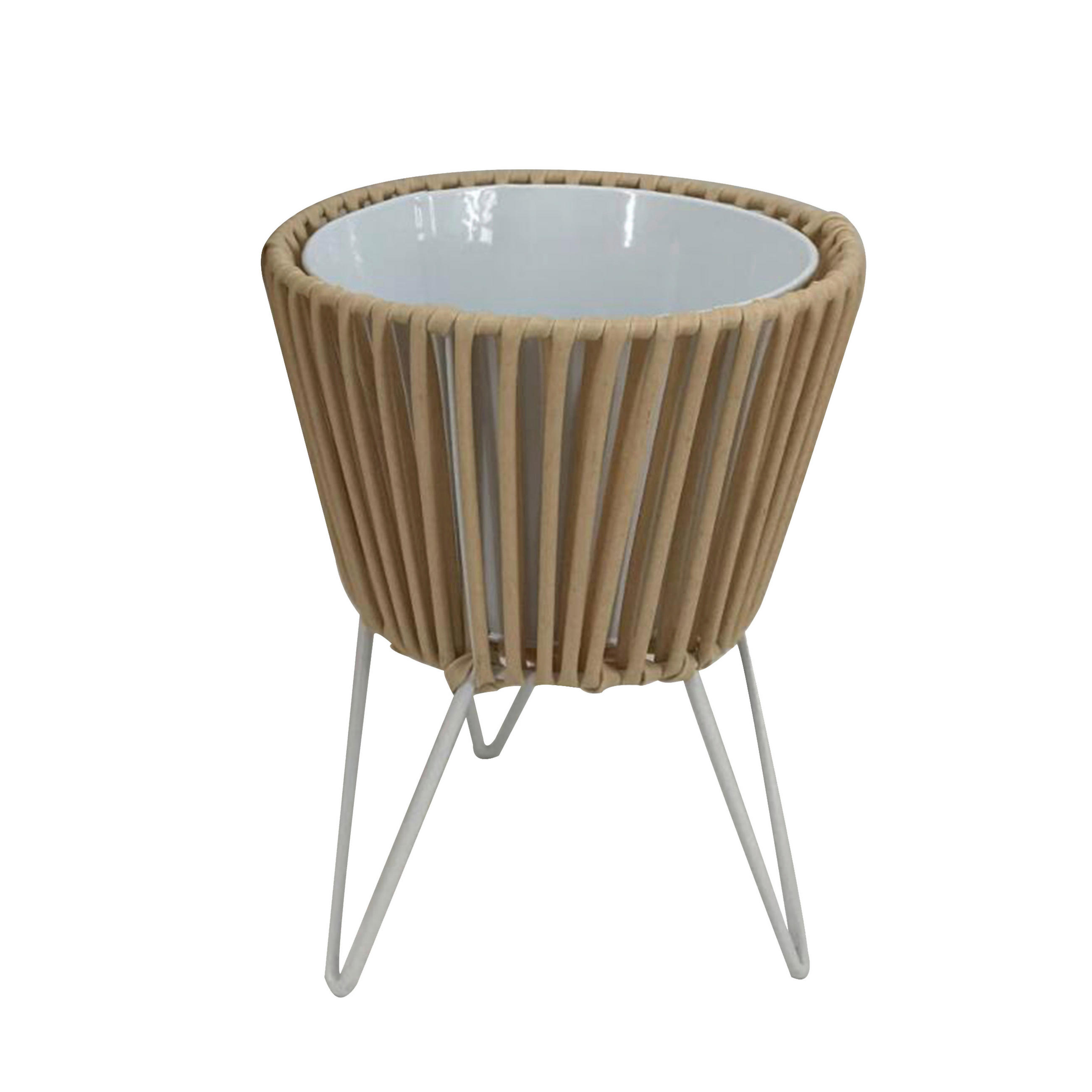 SAKSIJA ZA CVEĆE  metal, plastika  - bela/prirodna boja, Prirodno, metal/plastika (19/25/19cm) - Ambia Home