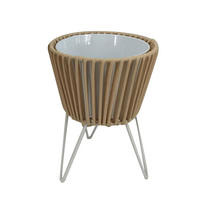 KVĚTINÁČ NA KVĚTINY kov, plast, 19/25/19 cm - bílá/přírodní barvy, Natur, kov/plast (19/25/19cm) - Ambia Home