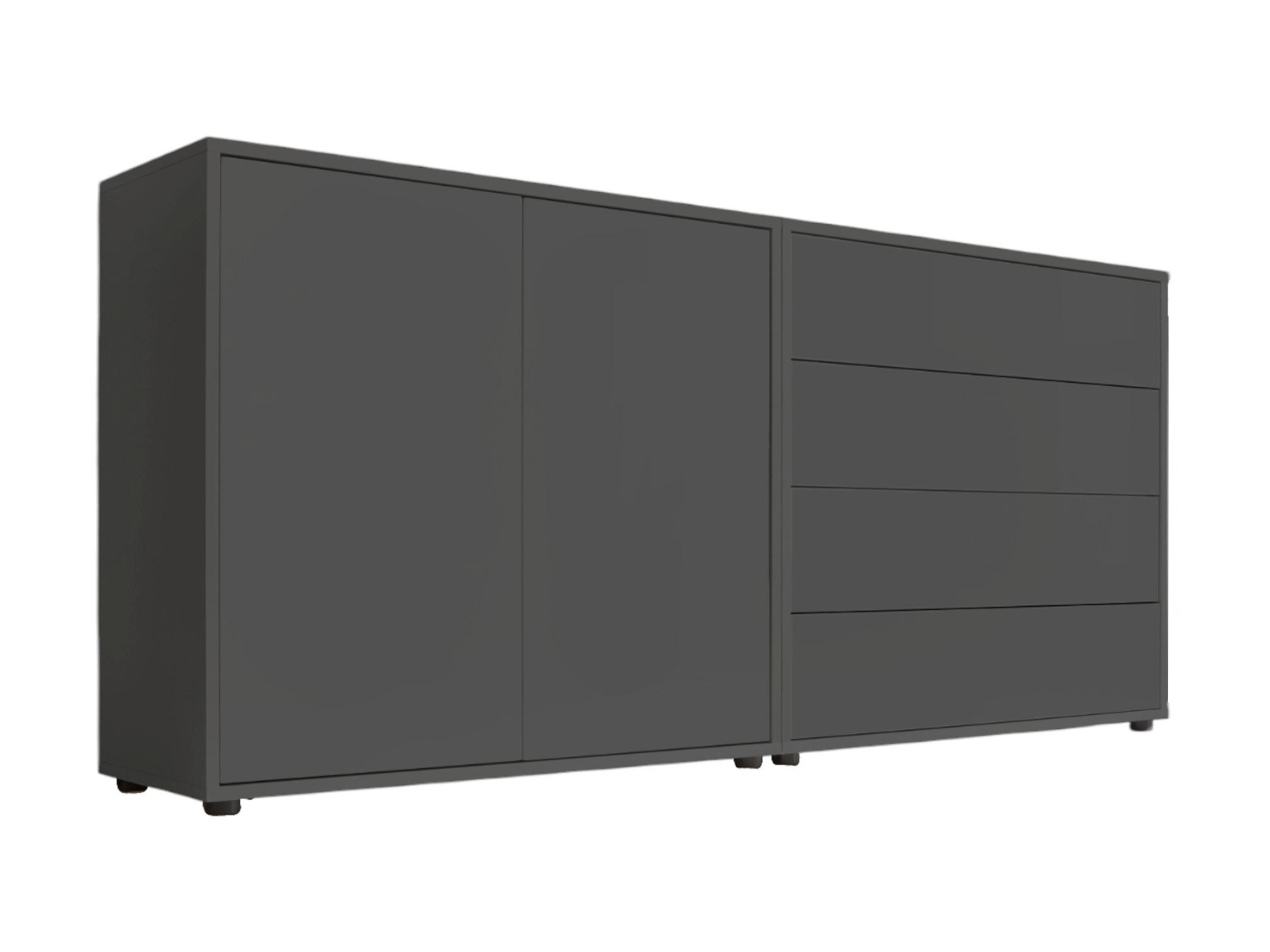SIDEBOARD 158/73/33 cm  in Anthrazit  - Anthrazit/Schwarz, MODERN, Holzwerkstoff/Kunststoff (158/73/33cm) - MID.YOU