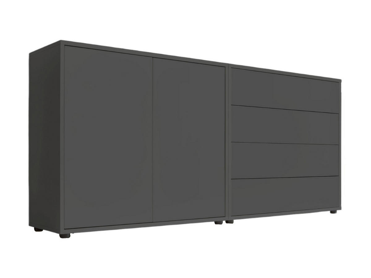 SIDEBOARD Mailand Set 3  in 158/73/33 cm  - Anthrazit/Schwarz, MODERN, Holzwerkstoff/Kunststoff (158/73/33cm) - MID.YOU