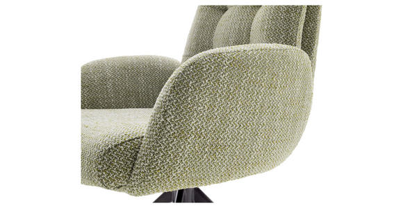 ARMLEHNSTUHL  Stoffauswahl, Typenauswahl, Sitzfläche 360° drehbar Webstoff  - Schwarz/Olivgrün, Design, Textil/Metall (66/95/74cm) - Novel