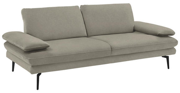 3-SITZER-SOFA in Velours Platinfarben - Platinfarben/Beige, Design, Textil/Metall (222/89/104cm) - Dieter Knoll