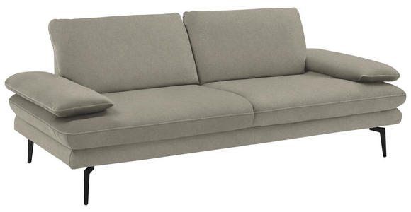 3-SITZER-SOFA in Velours Platinfarben  - Platinfarben/Beige, Design, Textil/Metall (222/89/104cm) - Dieter Knoll