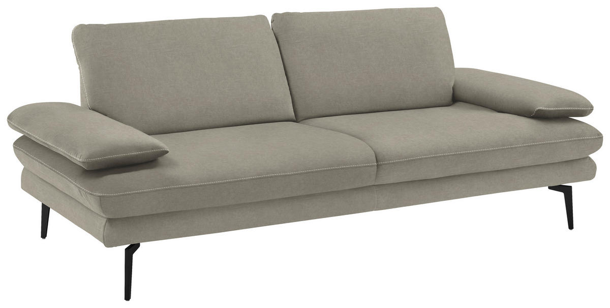 3-SITZER-SOFA in Velours Platinfarben  - Platinfarben/Beige, Design, Textil/Metall (222/89/104cm) - Dieter Knoll
