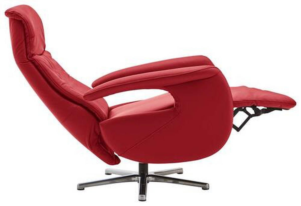 RELAXSESSEL in Leder Rot  - Chromfarben/Rot, Design, Leder/Metall (71/110/83cm) - Beldomo Speed