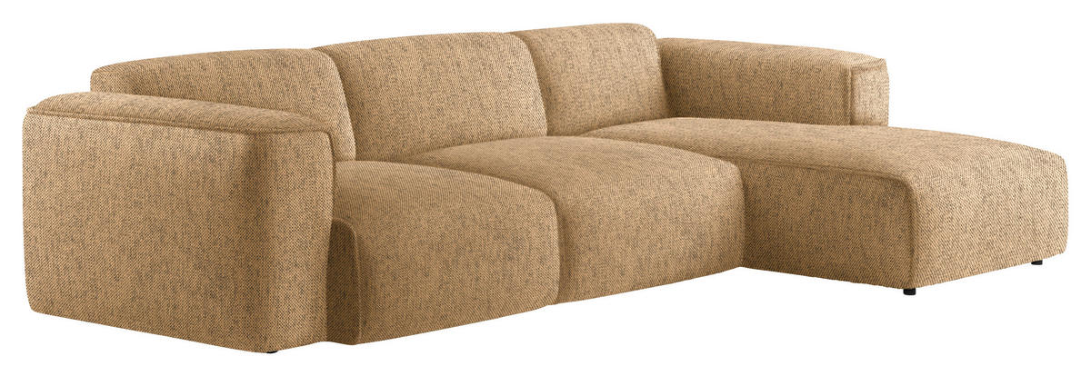 ECKSOFA Senfgelb Webstoff Rücken echt  - Senfgelb/Schwarz, Design, Kunststoff/Textil (290/171cm) - home24