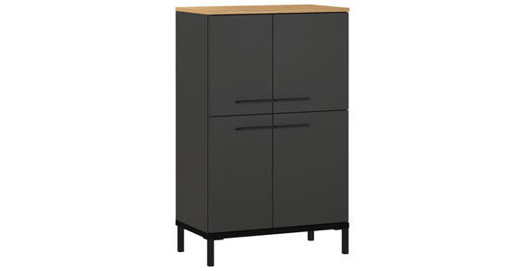 HIGHBOARD YONKERS 549  in 60/97/34 cm  - Eichefarben/Schwarz, MODERN, Holzwerkstoff/Metall (60/97/34cm) - Xora