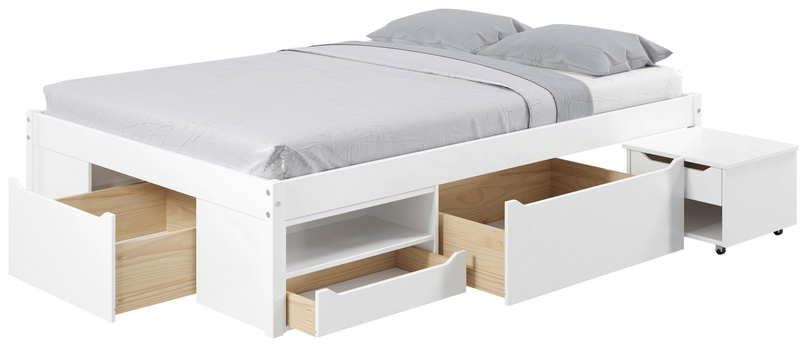 SÄNG MED FÖRVARING 140/200 cm i vit - vit/naturfärgad, Basics, trämaterial/trä (140/200cm) - MID.YOU