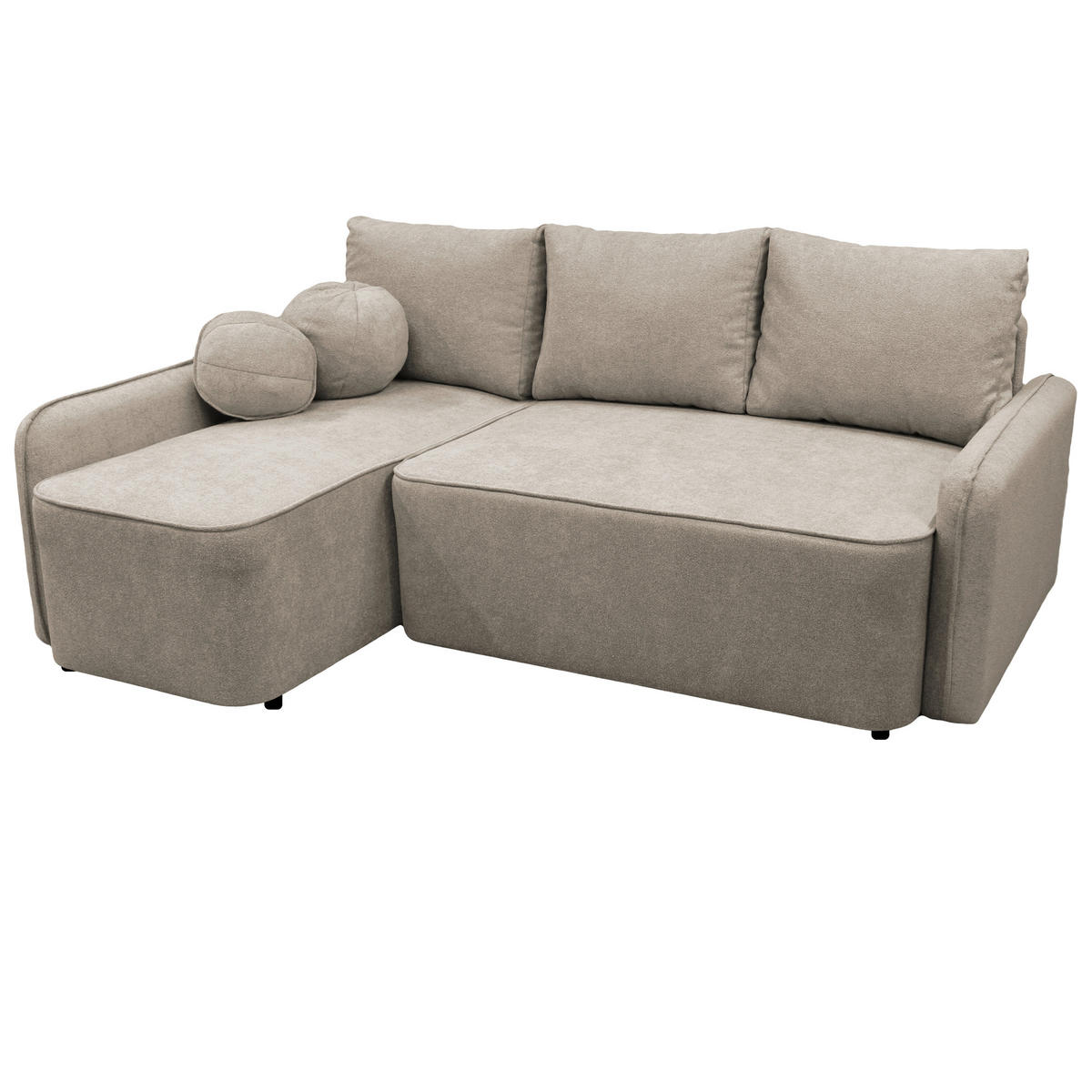 ECKSOFA in Struktur, Bouclé Taupe  - Taupe/Schwarz, Design, Kunststoff/Textil (143/209cm) - MID.YOU