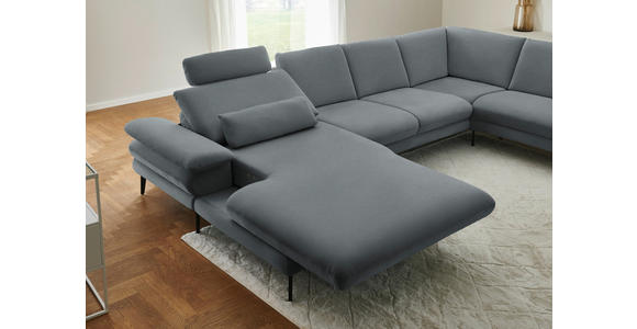 WOHNLANDSCHAFT  in Chenille, Flachgewebe Dunkelgrau  - Dunkelgrau/Schwarz, Design, Textil/Metall (180/344/208cm) - Dieter Knoll