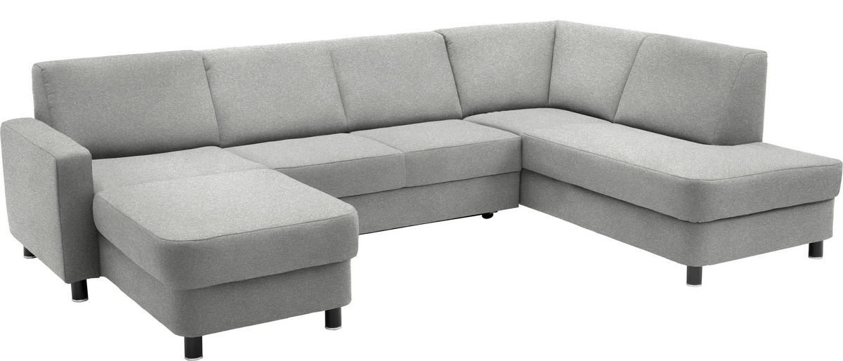 WOHNLANDSCHAFT in Webstoff Platinfarben  - Platinfarben/Schwarz, Design, Holz/Textil (165/296/198cm) - Xora