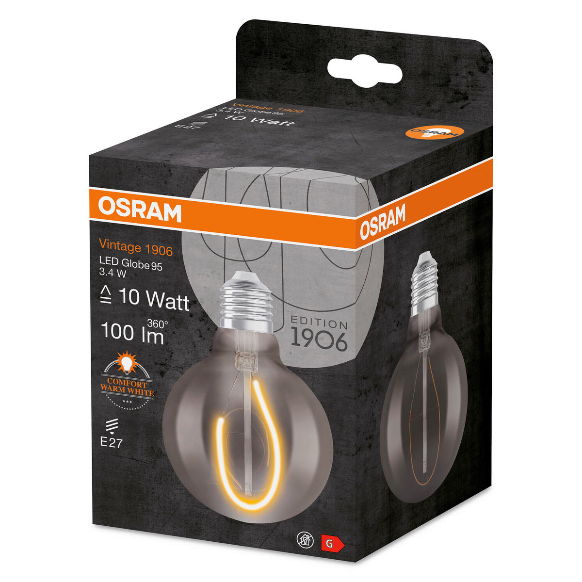 LED-LEUCHTMITTEL   E27 3,4 W 100 lm  - Hellgrau, Basics, Glas (9,5/13,8cm) - Ledvance