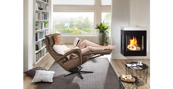 RELAXSESSEL in Leder Graubraun - Graubraun/Schwarz, Design, Leder/Metall (75/106/88cm) - Dieter Knoll